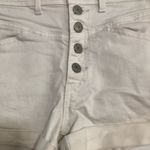 American Eagle  button fly stretch‎ cream cuffed jean shorts women’s size 0 Photo 6