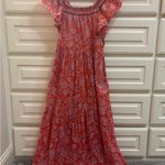 Free People Women's Bonita Floral Print Flutter Sleeve Midi Dress Orange Photo 2