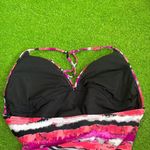 Vintage Y2K Pink/Black‎ Belted Swimsuit Halter Top Bathing Suit Padded Pink Size 8 Photo 4