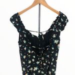Free People Like A Lady Black Floral Printed Mini Dress Tie Back Short sz Small Photo 7