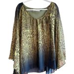 Urban Mangoz Flowy Open Sleeve Leopard Print Summer BOHO Ladies Blouse SZ Medium Photo 3