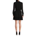 Michael Kors  Georgette Mini Dress Medium Black Long Sleeve Smocked Wrap Party Photo 3