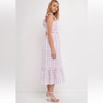 Main Strip Smocked upper bodice linen type woven material large print gingham plaid Photo 2