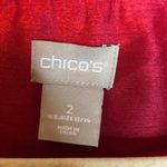  Jacket Blazer Women's Size Large Open Front Shiny Christmas Red Chicos 2 Photo 2