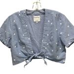 Privacy Please  Star Print Crop Top Blue White Size Medium Photo 0
