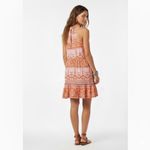 NWT Halter Mini Dress Womens M Orange Geometric Print Ruffle Boho Hippie Western Size M Photo 1