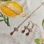 Set Brown Topaz Smoky Quartz Glass Western Style Diamond Shape Pearl Casual Photo 5