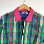 Vintage 90s Y2K Canvasbacks Madras Plaid Cropped Full Zip Jacket 12P 12 Petite L Pink Photo 1