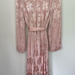 Lovers + Friends Lovers Friends NWT Bali Kimono Maxi Dress Pink Satin Ruffles Belt ~ Size M Photo 1