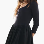 Free People  Onda Drop-Waist Long-Sleeve Mini Dress M 15.5” p2p Black $68 NWT Photo 0