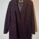 Sam Edelman  Wool Blend Coat XL Dark‎ Purple Longline Classic Jacket Photo 0