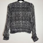 Free People Snakeskin Print Mock Neck Long Sleeve Blouse Top Medium Photo 0