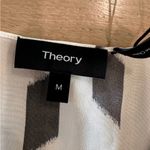 Theory short sleeve a line top brush grey multi print silk blouse medium NWT Photo 3