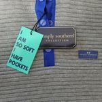 Simply Southern  Sweater Womens Large 1/4 Snap Pullover Gray Blue Ribbed Photo 4