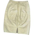 Pia Rucci 80s Cream 100% Soft Leather Knee Length Pencil Skirt X Photo 1