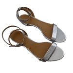 Tory Burch Elana Leather Sandals Kitten Heel Ankle strap Silver Sz 9 preppy chic Photo 4