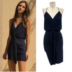 MISA Los Angeles Domino Navy Blue Ruched Sleeveless Mini Dress Size XS Photo 1