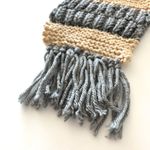 Handmade Gray and Cream Tan Crochet Knit Tassel Scarf Photo 2