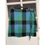 Talbots Wool / Poly Blend Skirt Size 14 teal green, black side, zip fringe skirt Photo 1