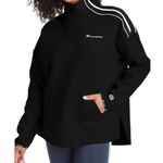 Champion  Womens Black Sport Mock Neck Shoulder Zip Pullover Fleece Sweatshirt XS Photo 0