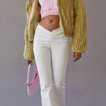 Urban Outfitters Velvet Cream Tan Ruched V-Front Flare Pant Jeans Photo 0