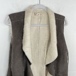 Au Lieu Soft Fuzzy Faux Fur lined Draped Vest Top Outerwear Small / Medium Gray Photo 2