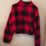 SO ◼️🟥Buffalo Check Plaid Sherpa Pullover Red Black Preppy Cozy🟥◼️~med Photo 5