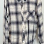 Rails  Womens Top Size L Smoke Ivory Dylan Plaid Long Sleeve Button Up Photo 5