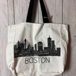 Travel In Style Reusable Boston Theme Black Strap Canvas Tote Bag NWT White Photo 0