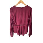 For Love & Lemons Deep V Long Sleeve Blouse Top in Wine Size Large Photo 4