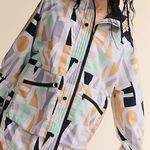 Free People Singing In The Rain Jacket Womens small Pastel Hooded Packable Multiple Photo 0