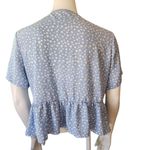 Romwe Blue & White Floral Ditzy Tie Front Peplum Top (L) Photo 4