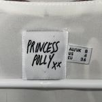 Princess Polly  Women's Patterned Tie Front‎ Cropped Top White Brown Size 4 Photo 4