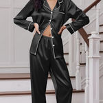 Black Satin Pajama Set Size undefined Photo 0
