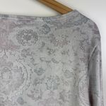 Soft Surroundings Dello Velour Paisley Tunic Top Sz Medium Gray 3/4 Sleeve Boho Photo 3