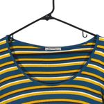 ZARA Blue & Yellow Multicolor Striped Short Sleeve Cropped Top Women Sz L Photo 2
