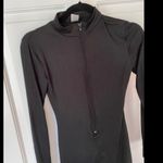 K Mock Neck Front Zip Thigh Length Black Bodysuit Photo 10