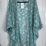 Floral Sheer Teal Women's Kimono Style Cardigan NWT, Size XL Blue Photo 10