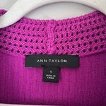 Ann Taylor  Crochet Trim Halter Ribbed Knit Stretch Midi Dress Magenta Shadow Photo 4