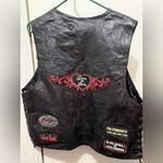 Diamond Plate Women’s Large Black Genuine Leather Biker Vest with Patches Photo 1