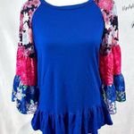 The Pioneer Woman mixed print boho peplum top size small Blue Photo 1