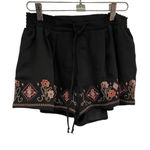 About A Girl Embroidered Shorts Smocked Waist Bohemian Festival Black Size S Photo 0