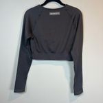 Pink Soda Sport Seamless Long Sleeve Ribbed Crop Top Athletic Shirt Women's L/XL Gray Size L Photo 5