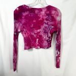 Aerie  Medium‎ Crop Top Handmade Tie Dye Long Sleeve Hot Pink Knit Preppy 1025 Photo 2