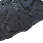 We The Free  Black Denim Mini Skirt Button fly Distressed Raw Hem, Sz 27 Photo 12