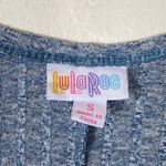 LuLaRoe Light Heathered Blue Ribbed Short Sleeve Open Face Cardigan Sweater Photo 2