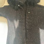 Women's Black Long Knitwear With Faux Fur Collar (4 Photo 4