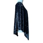 Jet Black Faux Fur Poncho Scarf White Pearls One Size Elegant Cozy Warm Photo 6