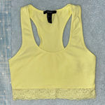 Forever 21 Yellow Cropped Lace-Trim Tank Top Photo 0