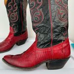 Vtg Nocona Red Black Lizard Leather Westerm Cowgirl Boots Sz 7B Photo 10
